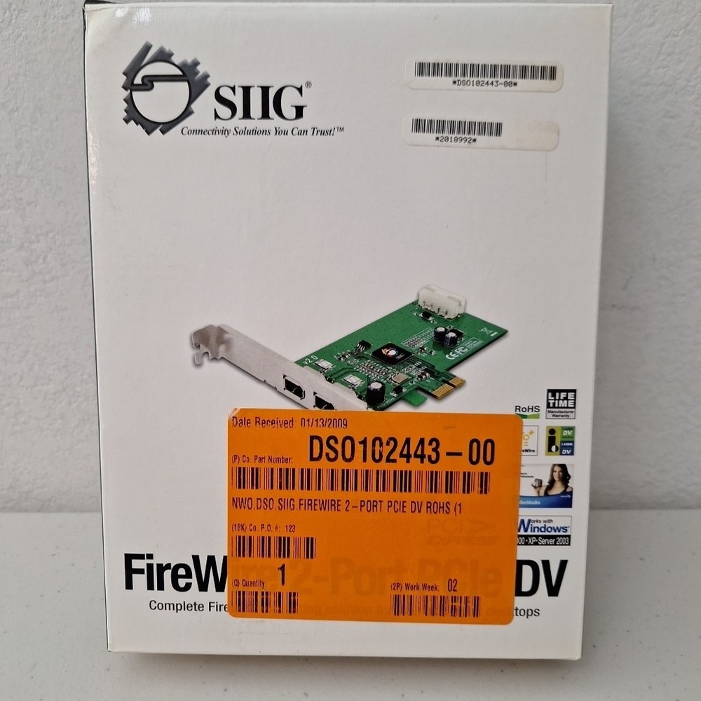SIIG NN-E20112-S2 2-PORT FIREWIRE PCIe DV Open Box Untested Lifetime Warranty